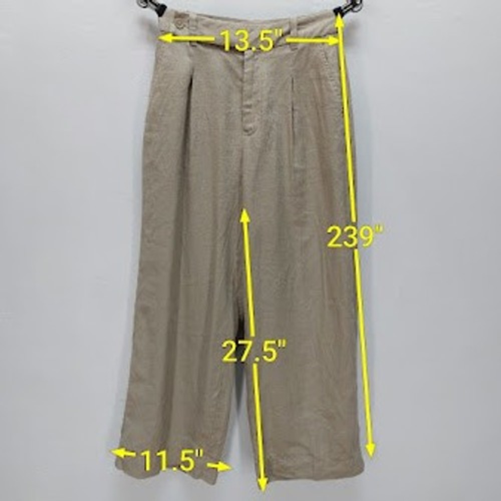Madewell Linen Pleated Wide-Leg Pants Women's 0 Tan High Rise Cropped Coastal - Picture 9 of 9